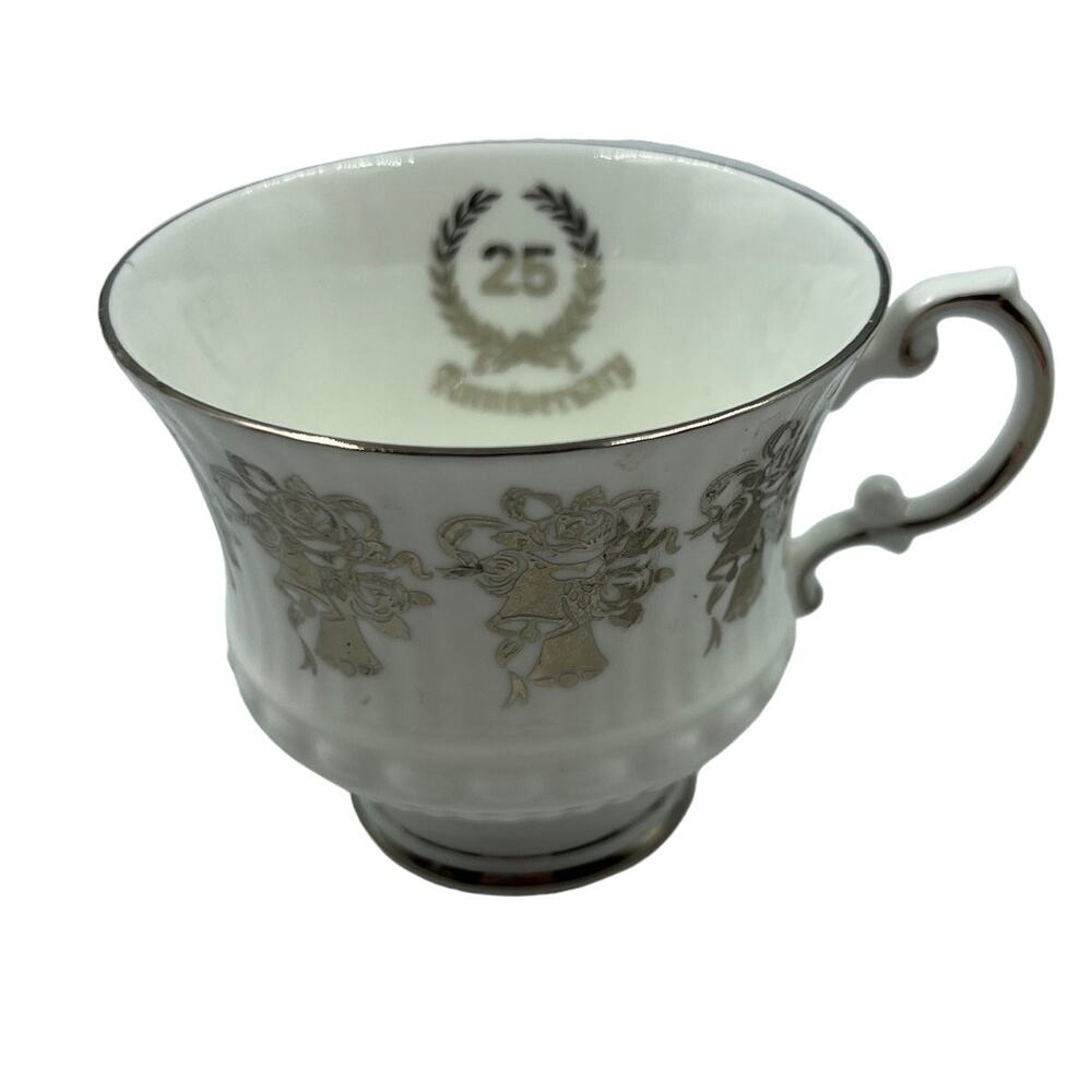 Elizabethan Staffordshire Hand Decorated 25th Anniversary Bone China Tea Cup